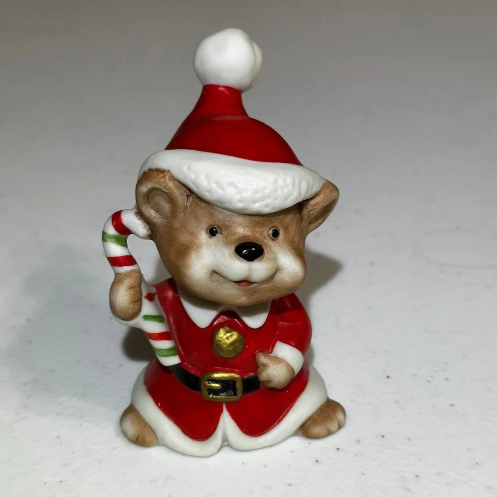 HOMCO 5600 Ceramic Christmas Bear Family Figurine Set of 3 Vintage Holiday Decor